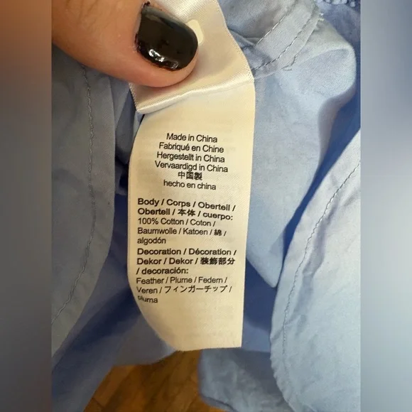 J.Crew Collection Feather Trim Poplin Button-Up Shirt | Size 14 | Blue - Picture 13 of 15